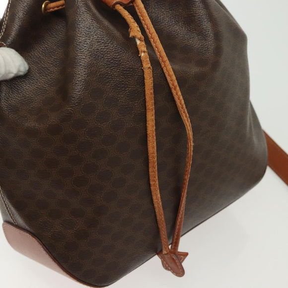 CELINE Macadam Canvas Shoulder Bag PVC Leather Brown Gold Auth 141339