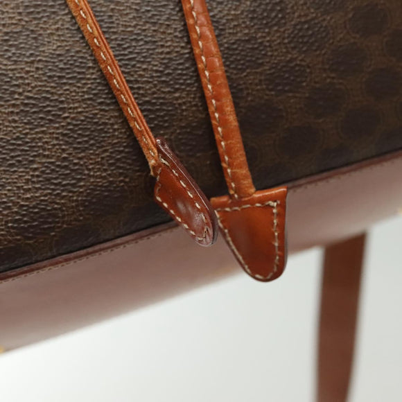 CELINE Macadam Canvas Shoulder Bag PVC Leather Brown Gold Auth 141339