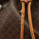 CELINE Macadam Canvas Shoulder Bag PVC Leather Brown Gold Auth 141339-10