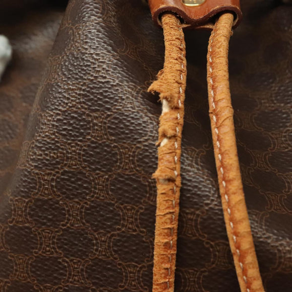 CELINE Macadam Canvas Shoulder Bag PVC Leather Brown Gold Auth 141339