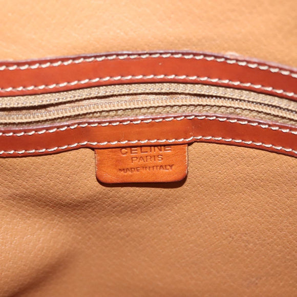 CELINE Macadam Canvas Shoulder Bag PVC Leather Brown Gold Auth 141339