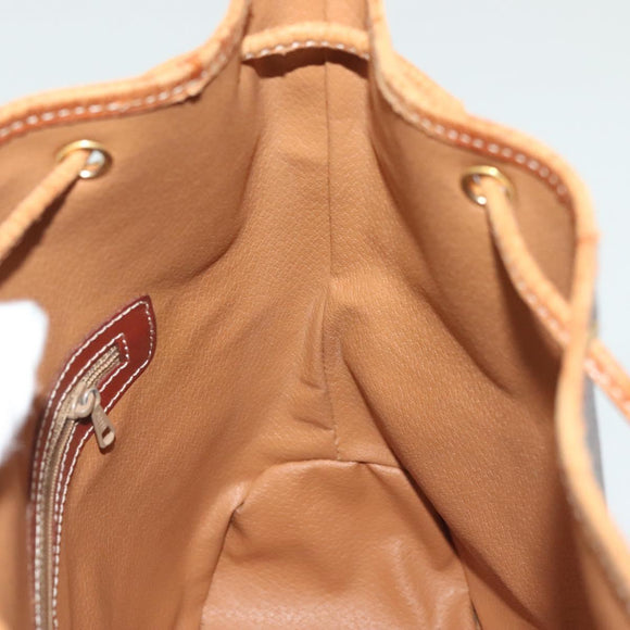 CELINE Macadam Canvas Shoulder Bag PVC Leather Brown Gold Auth 141339