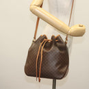 CELINE Macadam Canvas Shoulder Bag PVC Leather Brown Gold Auth 141339-25