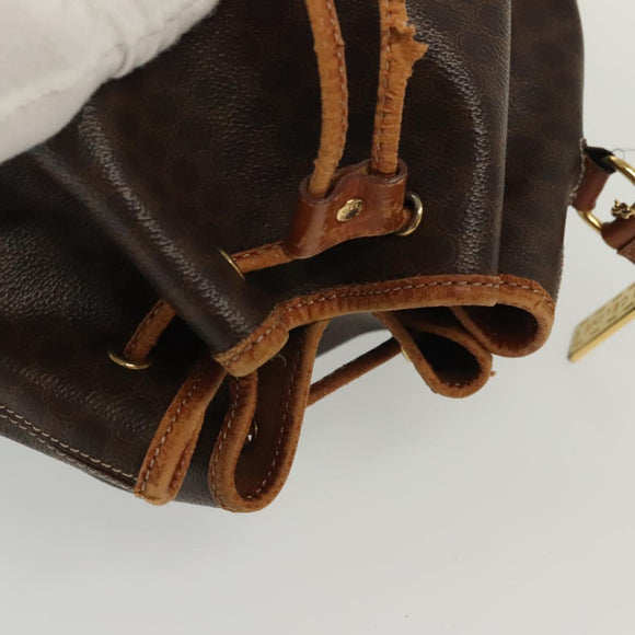 CELINE Macadam Canvas Shoulder Bag PVC Leather Brown Gold Auth 141339