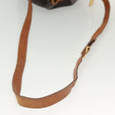 CELINE Macadam Canvas Shoulder Bag PVC Leather Brown Gold Auth 141339-7