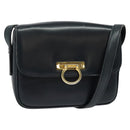 CELINE Shoulder Bag Leather Navy Gold Auth 141341-1