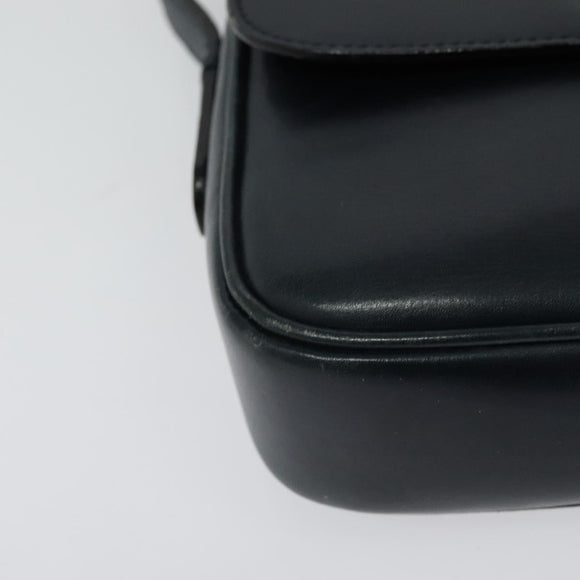 CELINE Shoulder Bag Leather Navy Gold Auth 141341