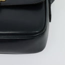 CELINE Shoulder Bag Leather Navy Gold Auth 141341-16