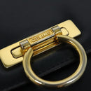 CELINE Shoulder Bag Leather Navy Gold Auth 141341-18