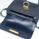 CELINE Shoulder Bag Leather Navy Gold Auth 141341-9