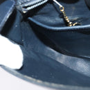 CELINE Shoulder Bag Leather Navy Gold Auth 141341-21