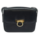 CELINE Shoulder Bag Leather Navy Gold Auth 141341-13