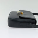 CELINE Shoulder Bag Leather Navy Gold Auth 141341-4