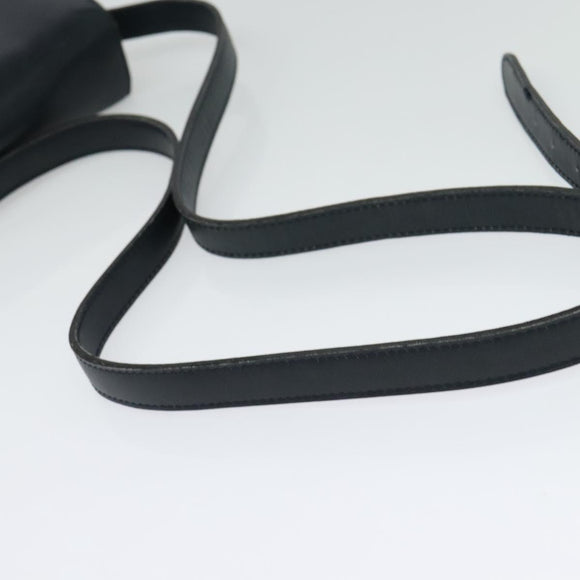 CELINE Shoulder Bag Leather Navy Gold Auth 141341