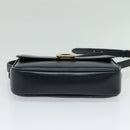 CELINE Shoulder Bag Leather Navy Gold Auth 141341-5