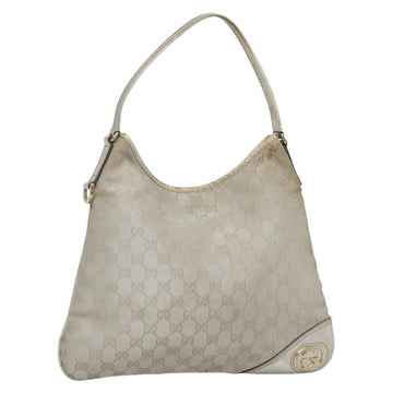 GUCCI GG Canvas Abbey Shoulder Bag Silver 169947 Auth 141344
