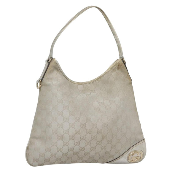 GUCCI GG Canvas Abbey Shoulder Bag Silver 169947 Auth 141344