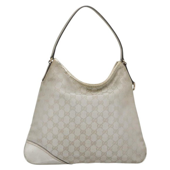 GUCCI GG Canvas Abbey Shoulder Bag Silver 169947 Auth 141344