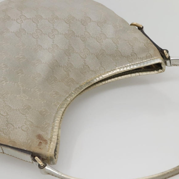 GUCCI GG Canvas Abbey Shoulder Bag Silver 169947 Auth 141344