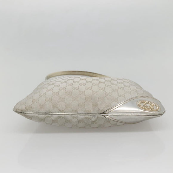 GUCCI GG Canvas Abbey Shoulder Bag Silver 169947 Auth 141344