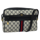 GUCCI GG Supreme Sherry Line Shoulder Bag PVC Navy Gold 001 4071 5 Auth 141349-1