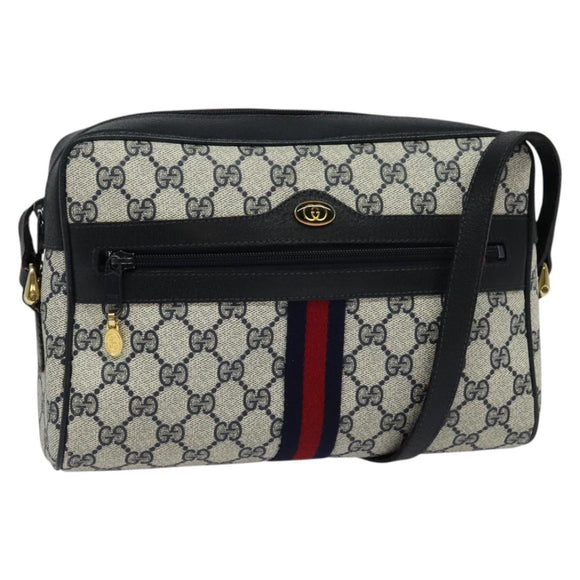 GUCCI GG Supreme Sherry Line Shoulder Bag PVC Navy Gold 001 4071 5 Auth 141349