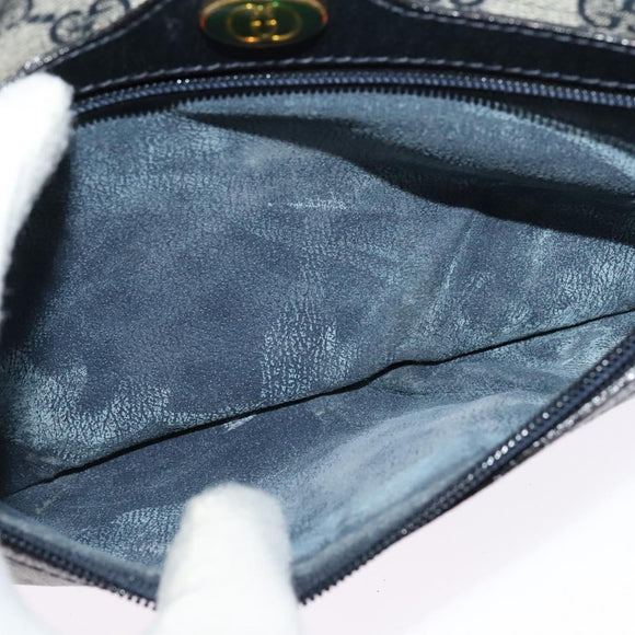 GUCCI GG Supreme Sherry Line Shoulder Bag PVC Navy Gold 001 4071 5 Auth 141349