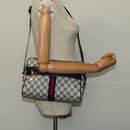 GUCCI GG Supreme Sherry Line Shoulder Bag PVC Navy Gold 001 4071 5 Auth 141349-22