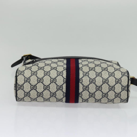 GUCCI GG Supreme Sherry Line Shoulder Bag PVC Navy Gold 001 4071 5 Auth 141349