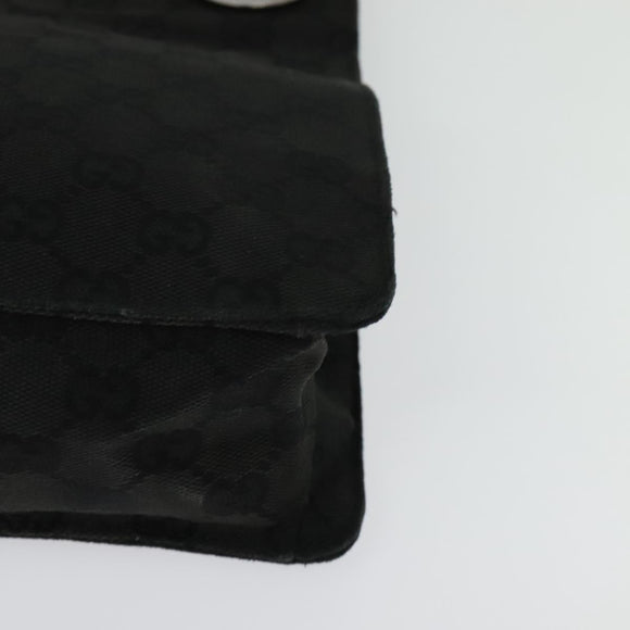 GUCCI GG Canvas Shoulder Bag Black Silver 120841 Auth 141350