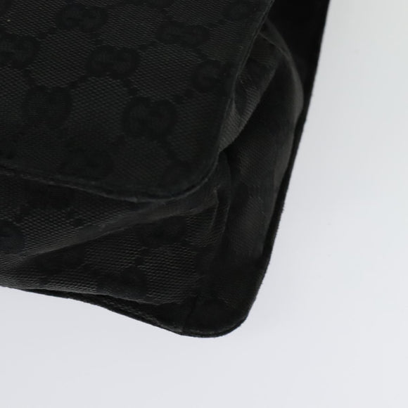 GUCCI GG Canvas Shoulder Bag Black Silver 120841 Auth 141350