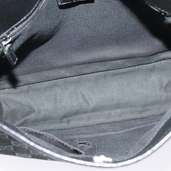 GUCCI GG Canvas Shoulder Bag Black Silver 120841 Auth 141350