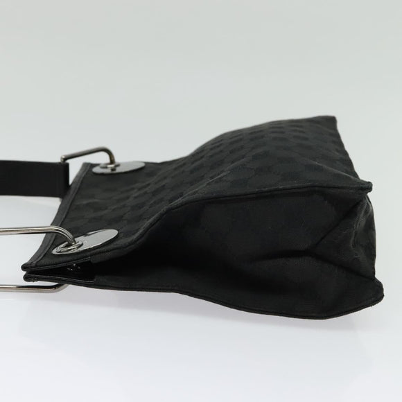 GUCCI GG Canvas Shoulder Bag Black Silver 120841 Auth 141350