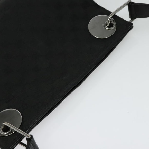 GUCCI GG Canvas Shoulder Bag Black Silver 120841 Auth 141350