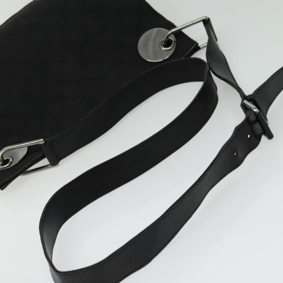 GUCCI GG Canvas Shoulder Bag Black Silver 120841 Auth 141350