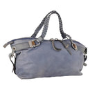 GUCCI Bamboo Hand Bag Leather Blue Gold 232959 Auth 141354-1