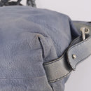 GUCCI Bamboo Hand Bag Leather Blue Gold 232959 Auth 141354-15