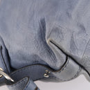 GUCCI Bamboo Hand Bag Leather Blue Gold 232959 Auth 141354-16