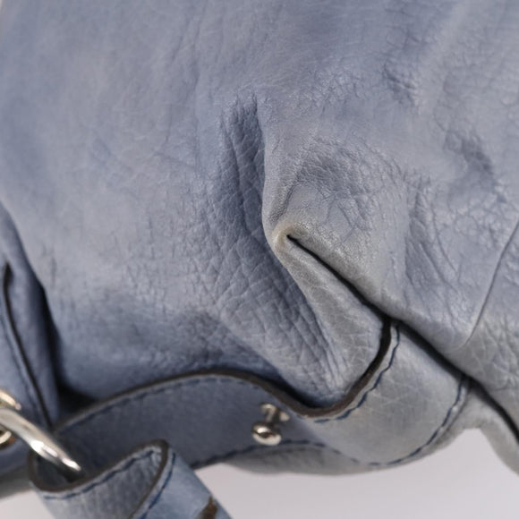 GUCCI Bamboo Hand Bag Leather Blue Gold 232959 Auth 141354