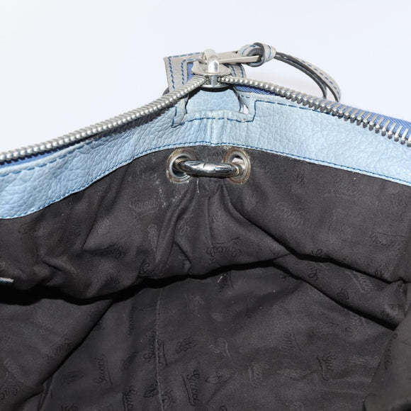 GUCCI Bamboo Hand Bag Leather Blue Gold 232959 Auth 141354