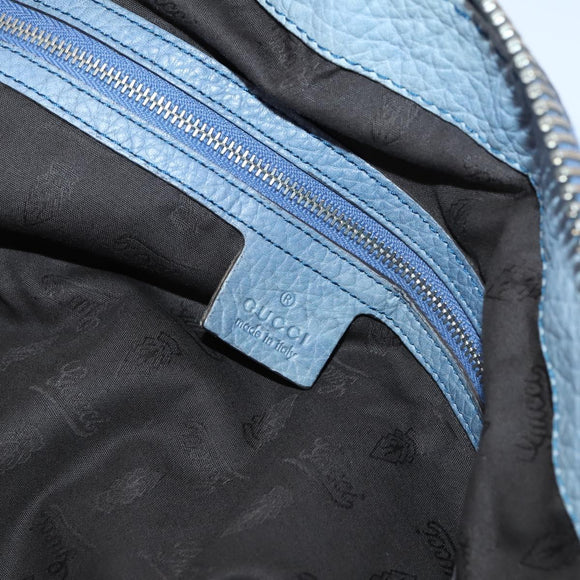 GUCCI Bamboo Hand Bag Leather Blue Gold 232959 Auth 141354