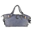 GUCCI Bamboo Hand Bag Leather Blue Gold 232959 Auth 141354-13