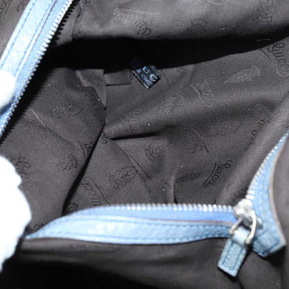 GUCCI Bamboo Hand Bag Leather Blue Gold 232959 Auth 141354