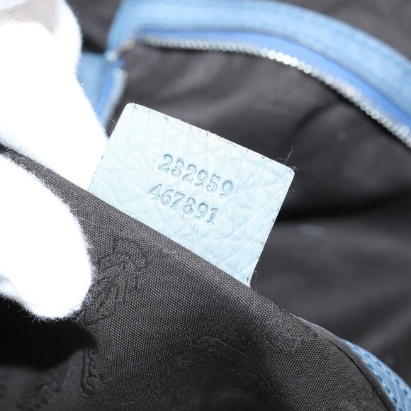 GUCCI Bamboo Hand Bag Leather Blue Gold 232959 Auth 141354