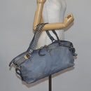 GUCCI Bamboo Hand Bag Leather Blue Gold 232959 Auth 141354-22