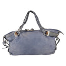 GUCCI Bamboo Hand Bag Leather Blue Gold 232959 Auth 141354-2