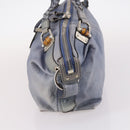 GUCCI Bamboo Hand Bag Leather Blue Gold 232959 Auth 141354-3