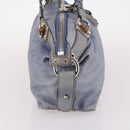 GUCCI Bamboo Hand Bag Leather Blue Gold 232959 Auth 141354-4