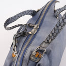 GUCCI Bamboo Hand Bag Leather Blue Gold 232959 Auth 141354-6