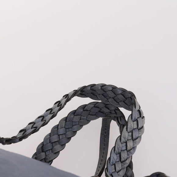 GUCCI Bamboo Hand Bag Leather Blue Gold 232959 Auth 141354